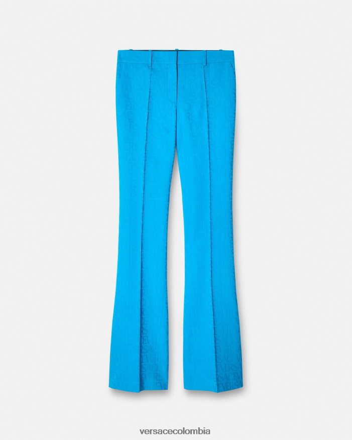 mujer pantalones formales en jacquard integral Versace azul 2RP40F121 ropa