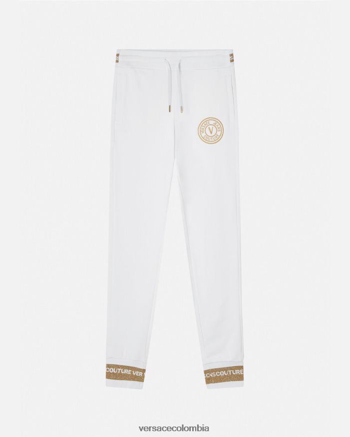 mujer pantalones deportivos con emblema en V Versace oro y blanco 2RP40F2245 ropa