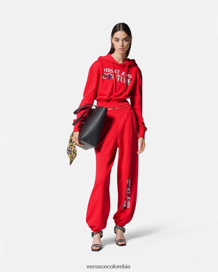 mujer pantalones deportivos con logo y rosas Versace naranja 2RP40F2177 ropa