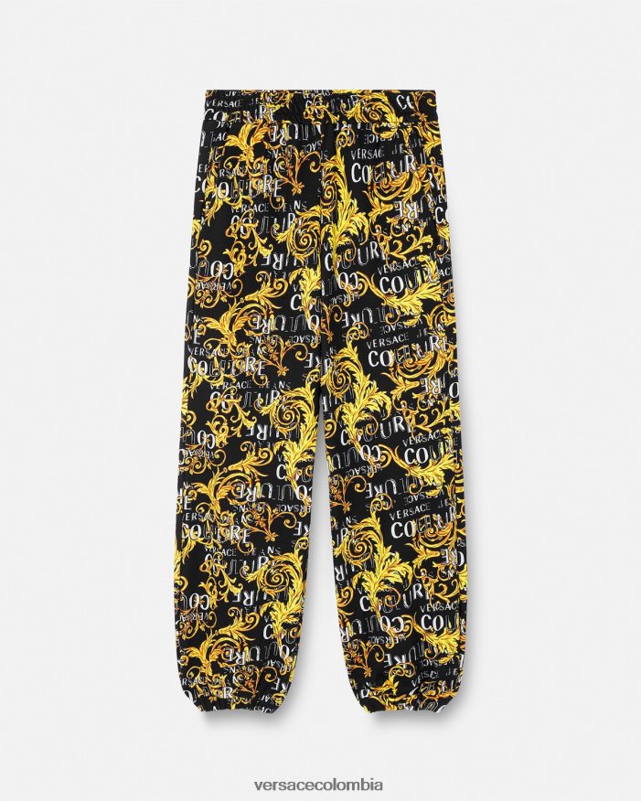 mujer pantalones deportivos de alta costura con logo Versace oro negro 2RP40F2238 ropa