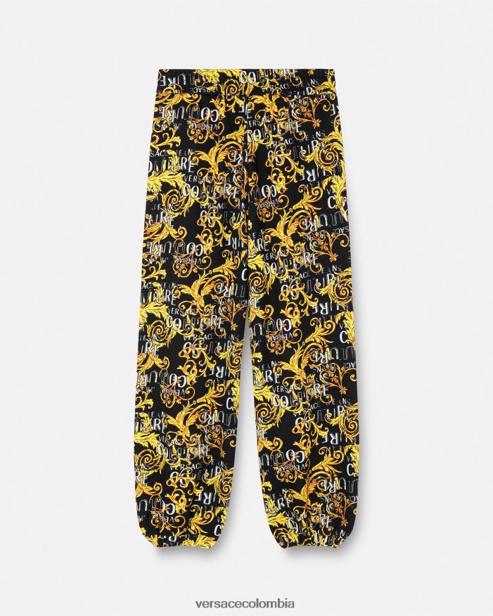 mujer pantalones deportivos de alta costura con logo Versace oro negro 2RP40F2238 ropa