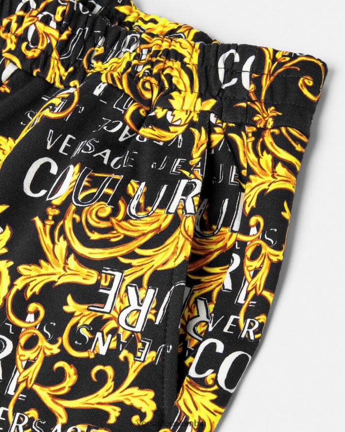 mujer pantalones deportivos de alta costura con logo Versace oro negro 2RP40F2238 ropa