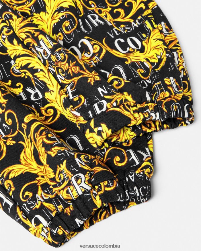 mujer pantalones deportivos de alta costura con logo Versace oro negro 2RP40F2238 ropa