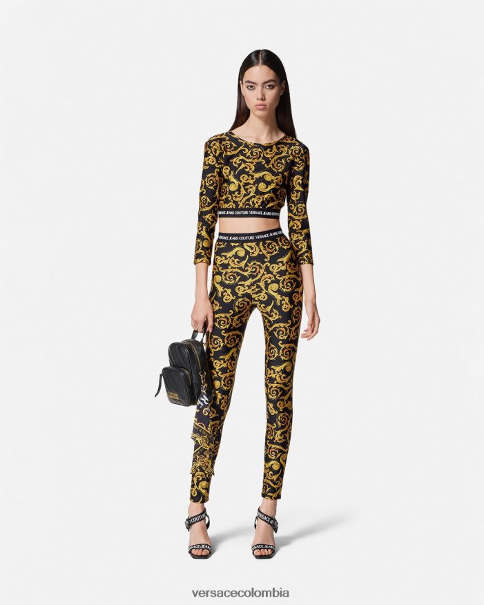 mujer bocetos de leggings de alta costura Versace oro negro 2RP40F2178 ropa