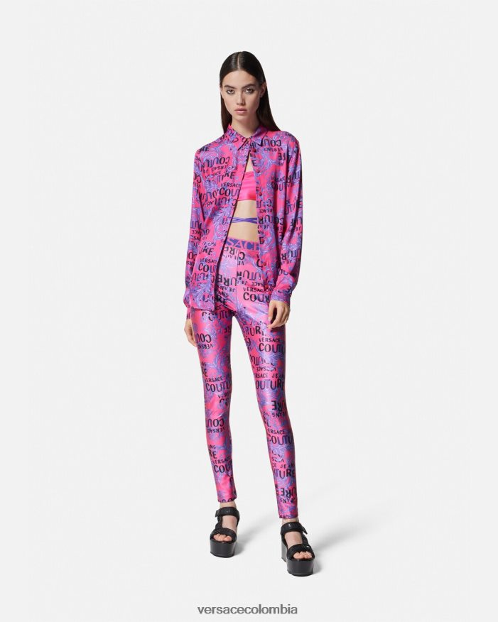 mujer camisa de alta costura con logo Versace fucsia 2RP40F2203 ropa