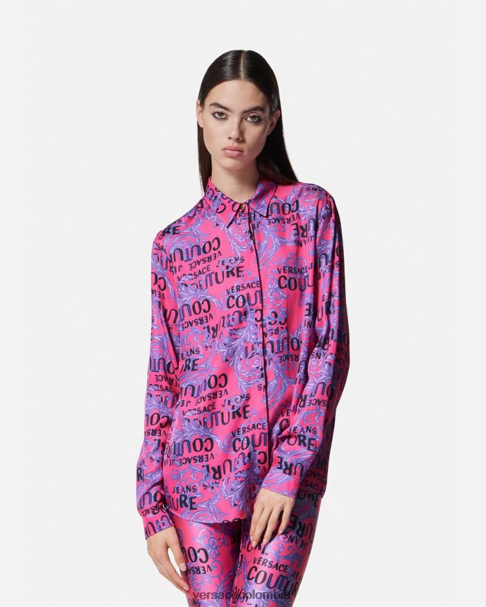 mujer camisa de alta costura con logo Versace fucsia 2RP40F2203 ropa