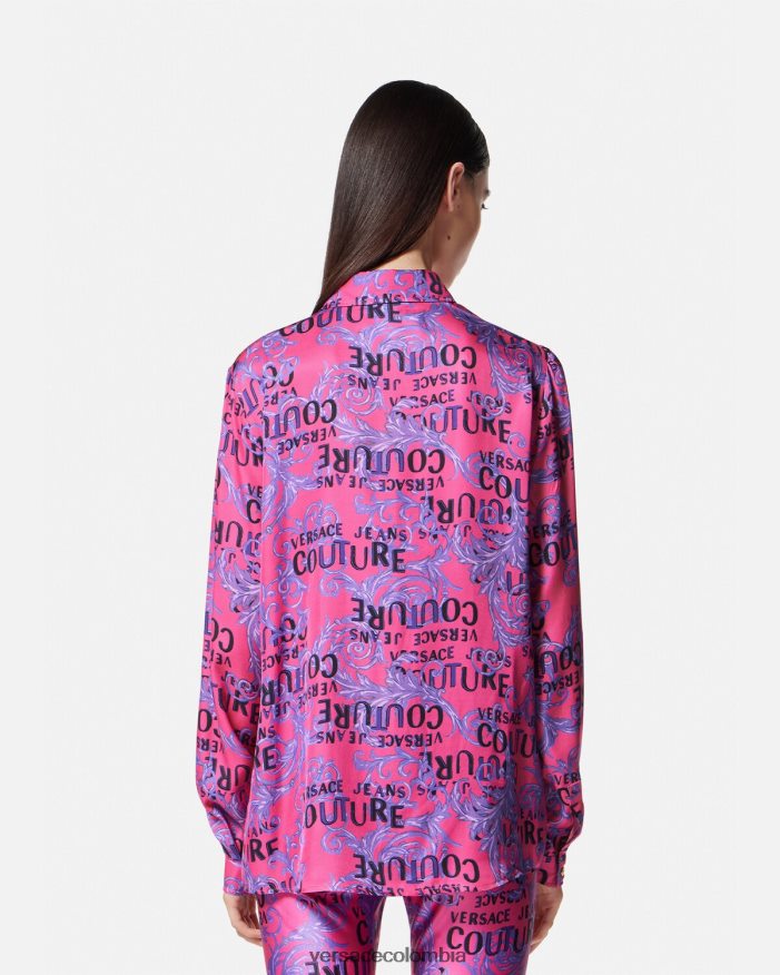 mujer camisa de alta costura con logo Versace fucsia 2RP40F2203 ropa