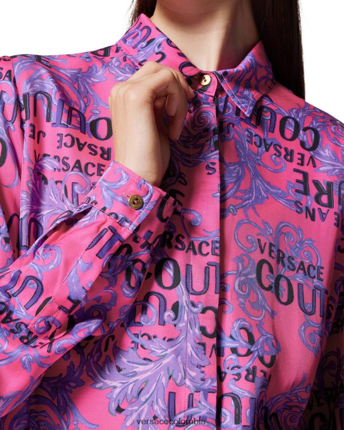 mujer camisa de alta costura con logo Versace fucsia 2RP40F2203 ropa