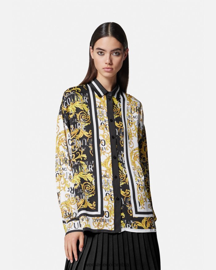 mujer camisa de alta costura con logo Versace oro negro 2RP40F2202 ropa