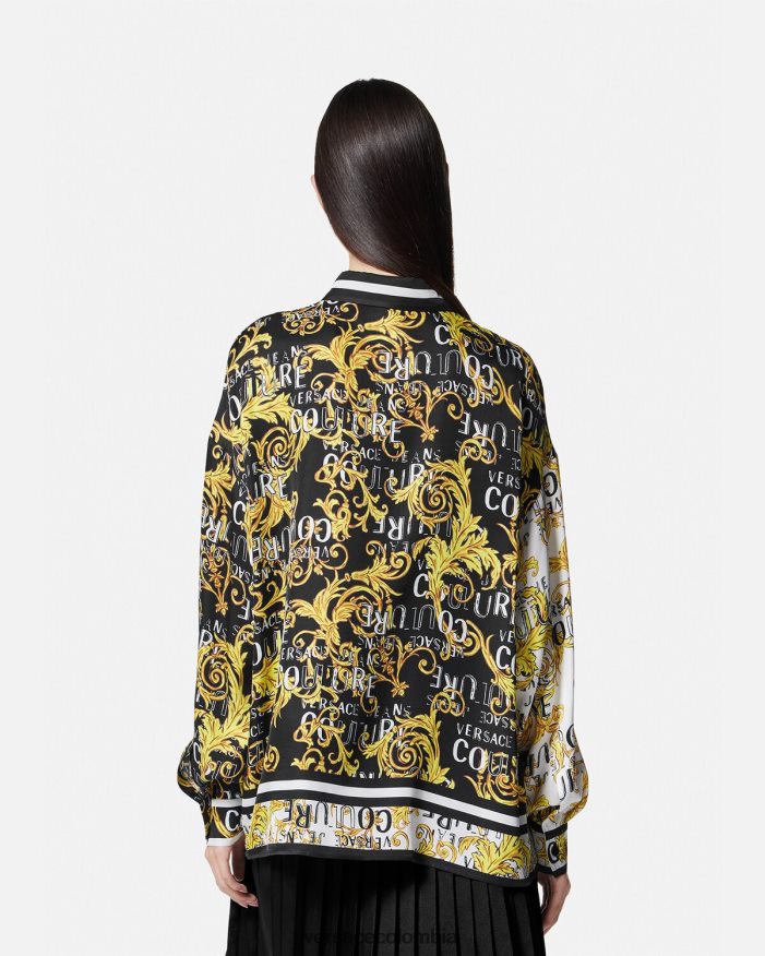 mujer camisa de alta costura con logo Versace oro negro 2RP40F2202 ropa