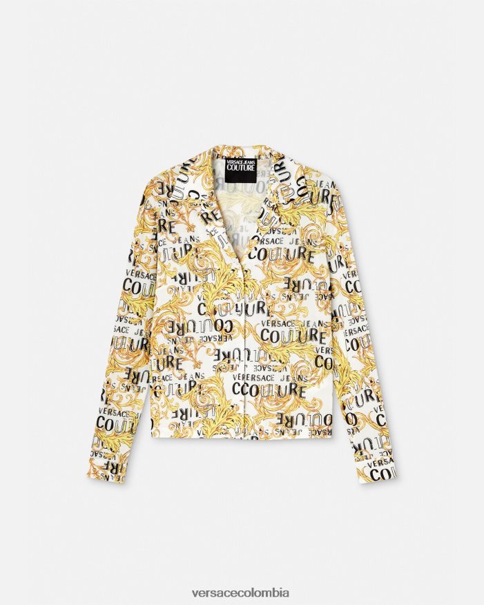 mujer camisa de alta costura con logo Versace oro y blanco 2RP40F2201 ropa