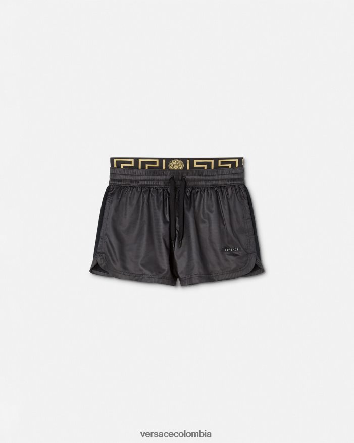 mujer pantalones cortos deportivos con borde de greca Versace negro 2RP40F238 ropa