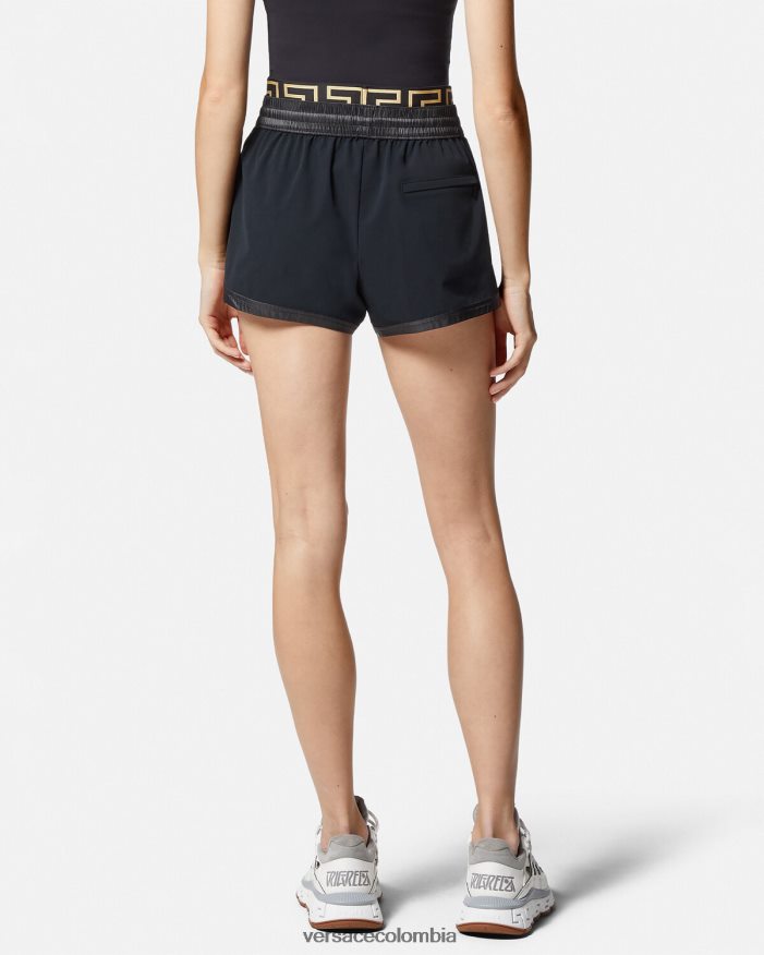 mujer pantalones cortos deportivos con borde de greca Versace negro 2RP40F238 ropa