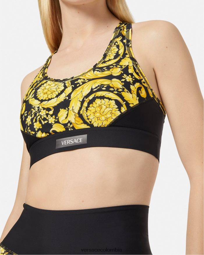 mujer sujetador deportivo barroco Versace negro 2RP40F240 ropa
