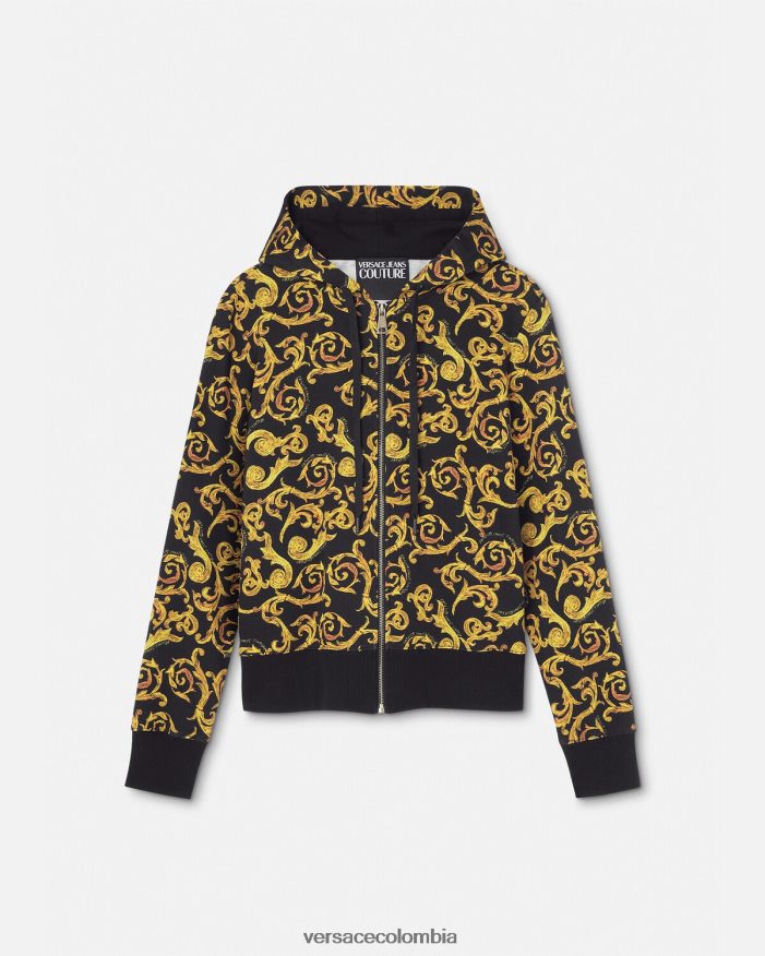 mujer sudadera con capucha de alta costura Versace oro negro 2RP40F2175 ropa