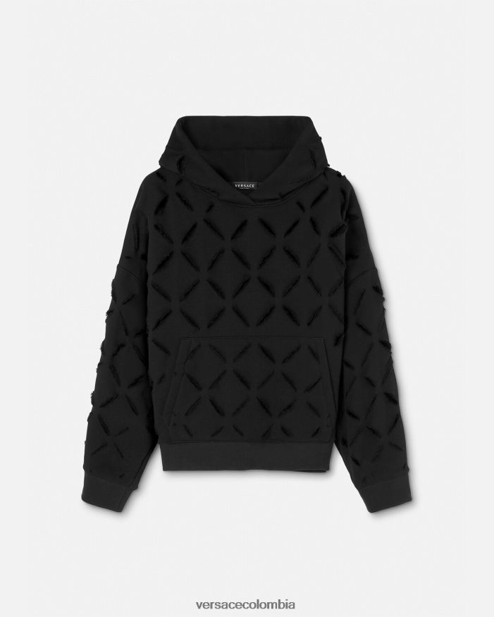 mujer sudadera con capucha extragrande y desgastada Versace negro 2RP40F142 ropa