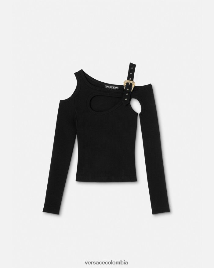 mujer top con abertura y hebilla barroca Versace negro 2RP40F2147 ropa