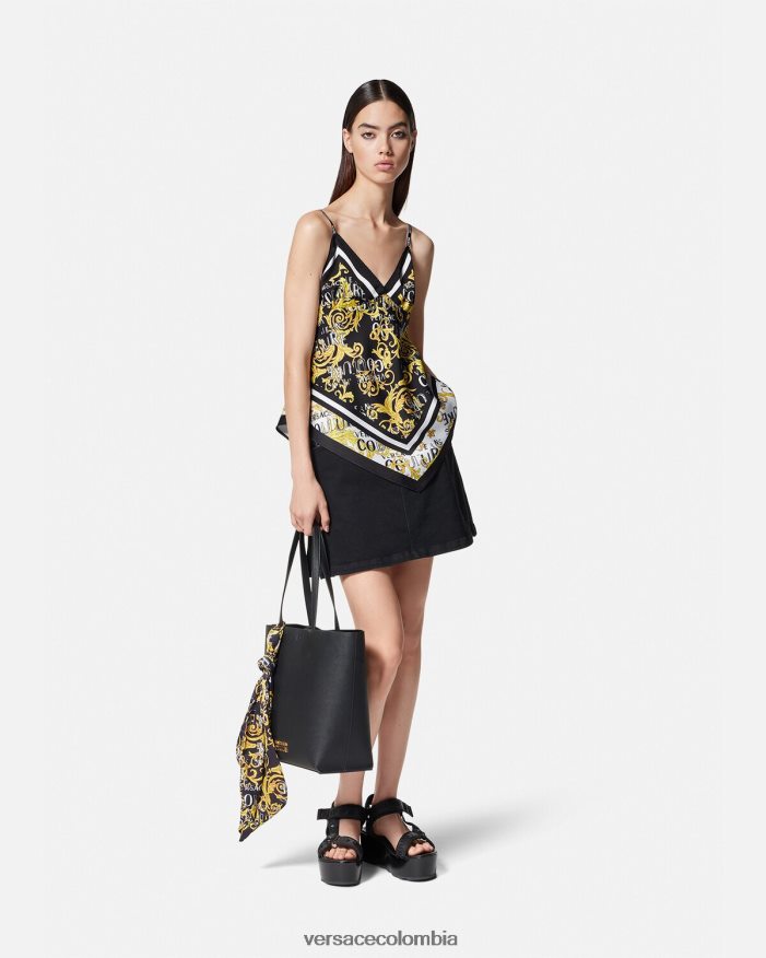mujer top con logo y fular de alta costura Versace oro negro 2RP40F2206 ropa