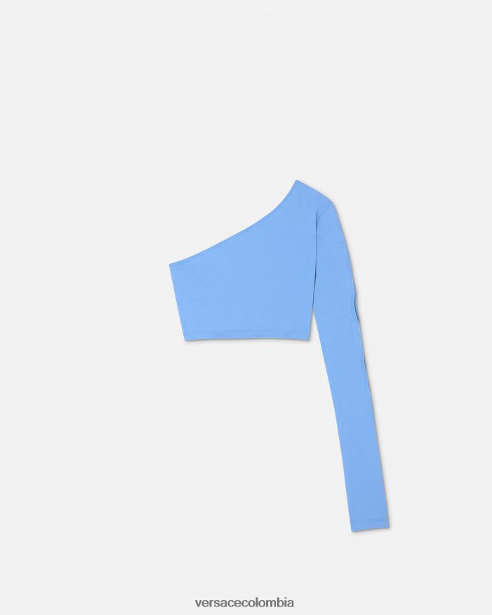 mujer top con una manga y número de pieza Versace azul claro 2RP40F2213 ropa