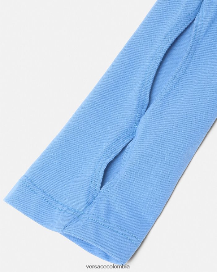 mujer top con una manga y número de pieza Versace azul claro 2RP40F2213 ropa