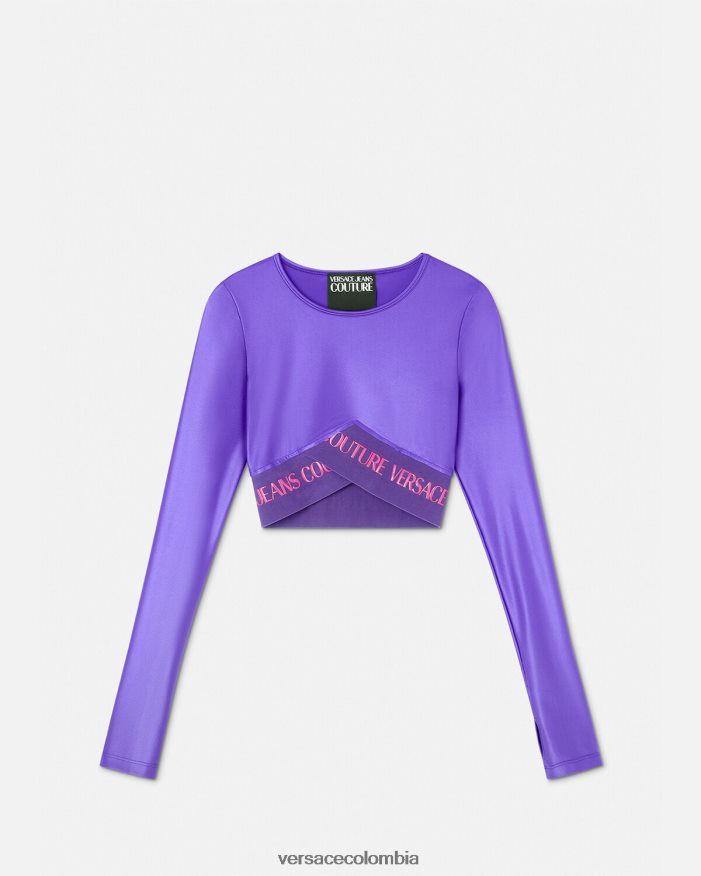 mujer top corto con logo Versace Violeta 2RP40F2215 ropa