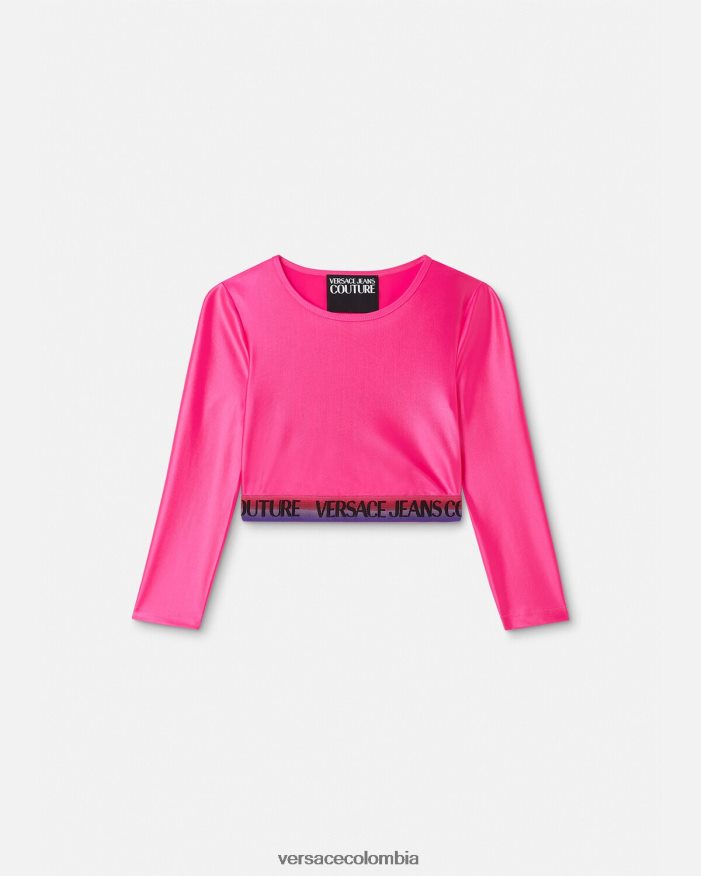 mujer top corto con logo Versace fucsia 2RP40F2214 ropa