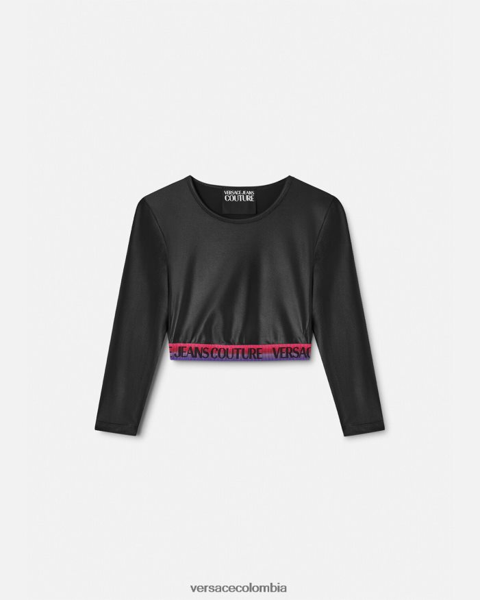 mujer top corto con logo Versace negro 2RP40F2146 ropa