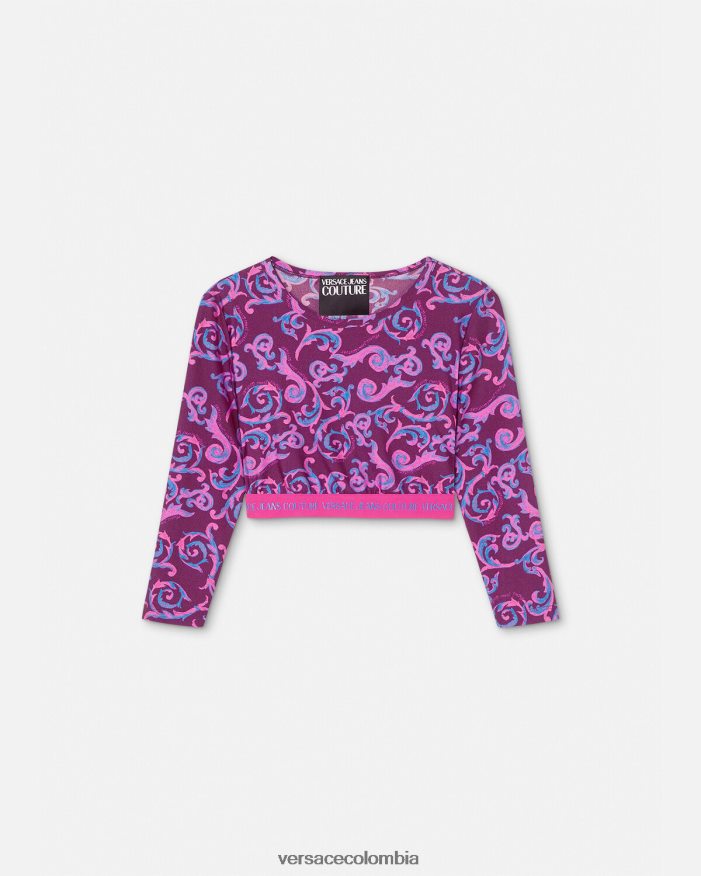 mujer top corto de alta costura con boceto Versace Violeta 2RP40F2166 ropa