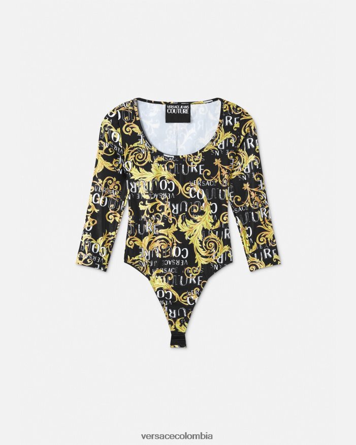 mujer body de alta costura con logo Versace oro negro 2RP40F2211 ropa