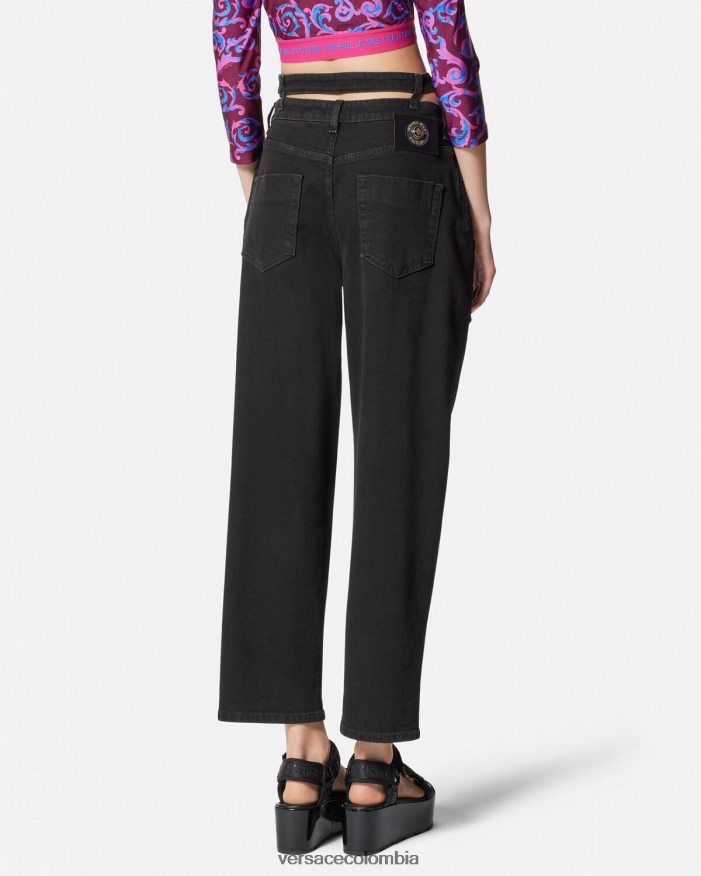 mujer jeans con hebilla barroca Versace negro 2RP40F2148 ropa