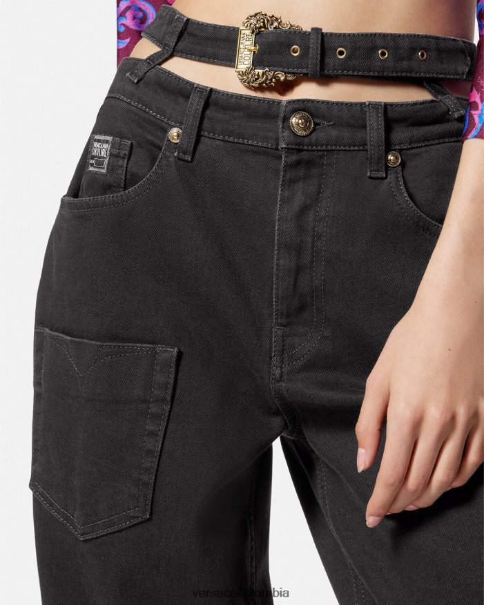 mujer jeans con hebilla barroca Versace negro 2RP40F2148 ropa