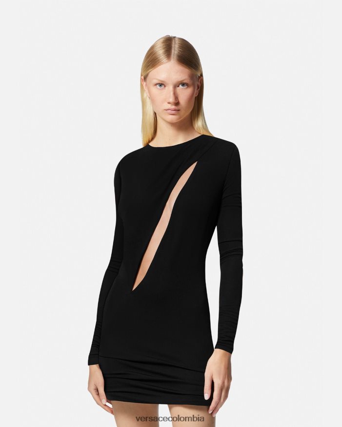 mujer minivestido con cortes Versace negro 2RP40F45 ropa