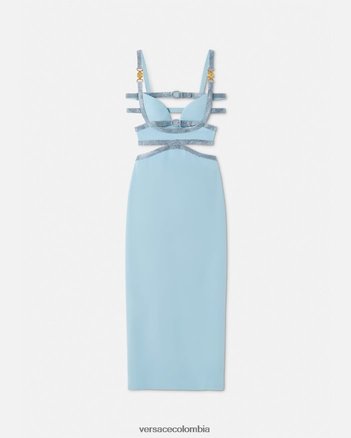 mujer vestido con aberturas y Medusa de cristal del 95 Versace un color 2RP40F18 ropa