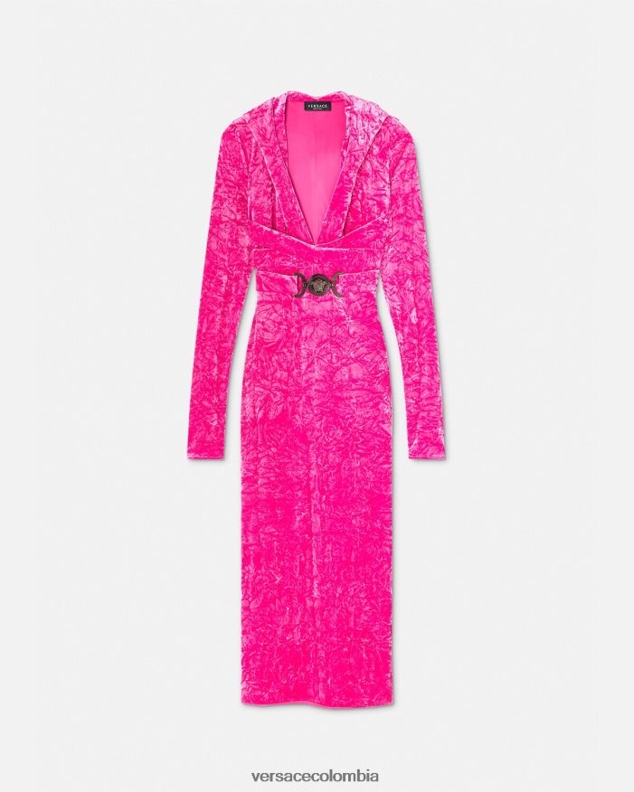 mujer vestido con capucha de terciopelo con Medusa '95 Versace fucsia 2RP40F57 ropa