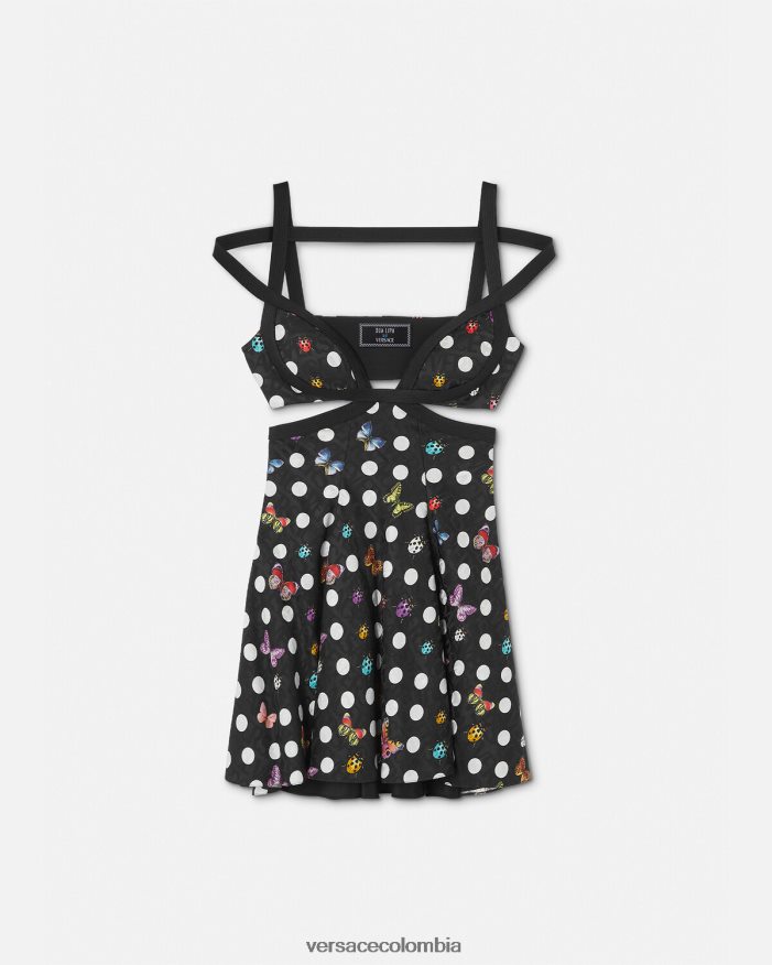 mujer vestido corto con aberturas de mariposas Versace un color 2RP40F8 ropa