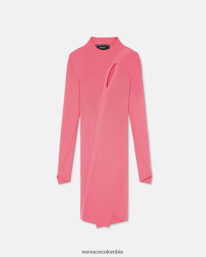 mujer vestido corto con cuello alto y cortes Versace rosa 2RP40F32 ropa
