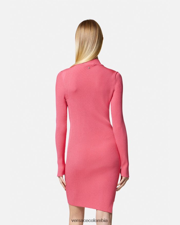 mujer vestido corto con cuello alto y cortes Versace rosa 2RP40F32 ropa