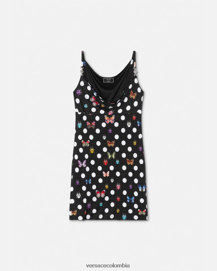 mujer vestido corto con mariposas y medusa '95 Versace imprimir 2RP40F5 ropa