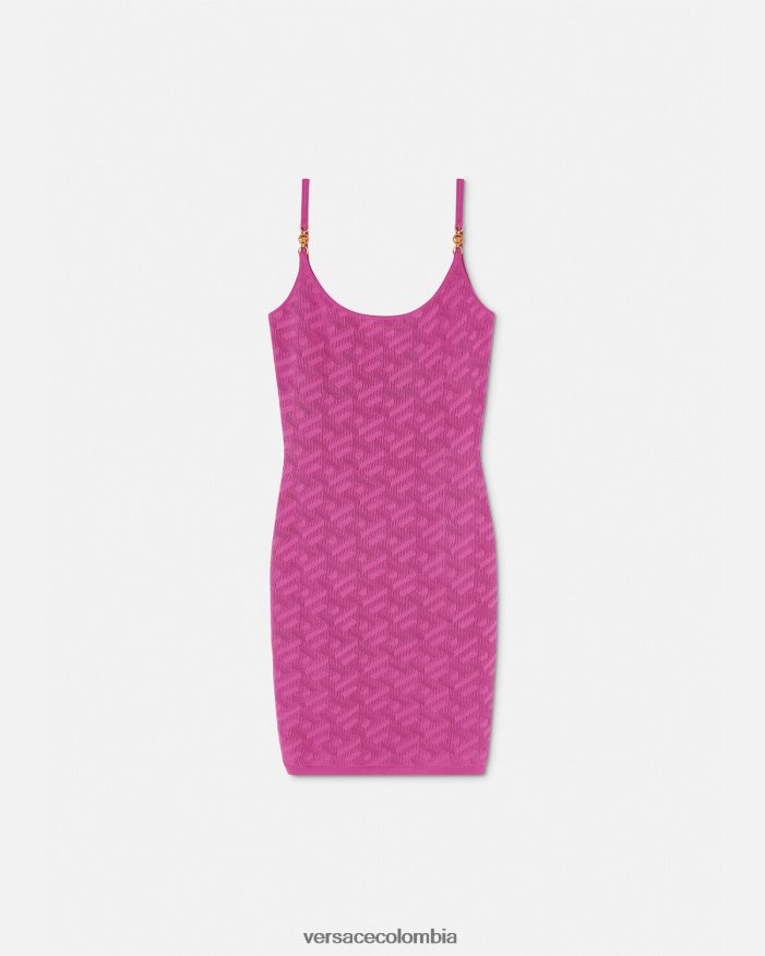 mujer vestido corto con medusa '95 y la greca Versace fucsia 2RP40F65 ropa