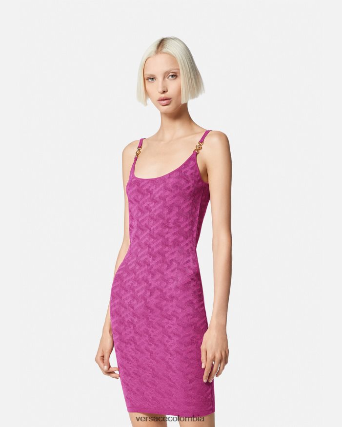 mujer vestido corto con medusa '95 y la greca Versace fucsia 2RP40F65 ropa