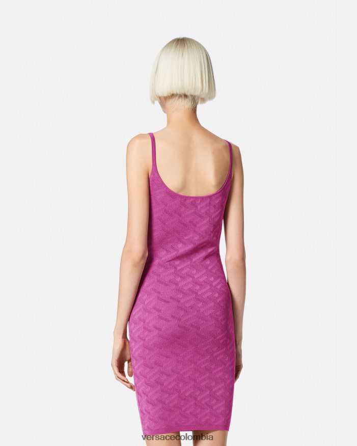 mujer vestido corto con medusa '95 y la greca Versace fucsia 2RP40F65 ropa