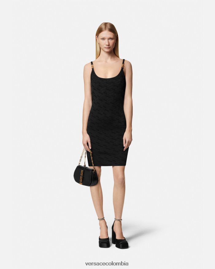 mujer vestido corto con medusa '95 y la greca Versace negro 2RP40F42 ropa