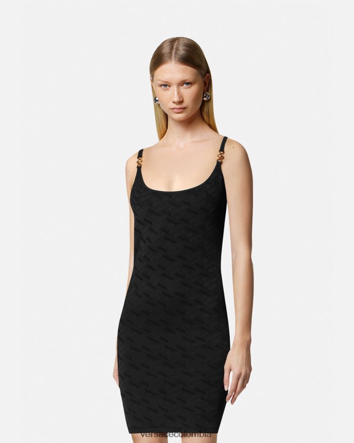 mujer vestido corto con medusa '95 y la greca Versace negro 2RP40F42 ropa