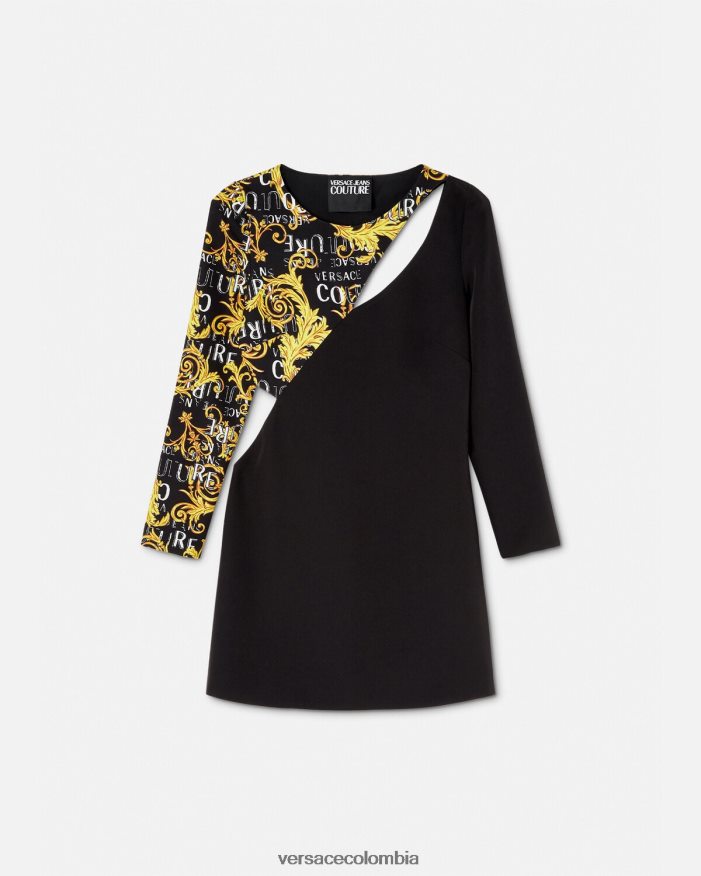 mujer vestido corto de alta costura con logo Versace negro 2RP40F2191 ropa