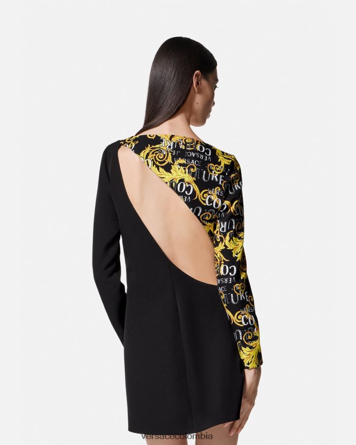 mujer vestido corto de alta costura con logo Versace negro 2RP40F2191 ropa
