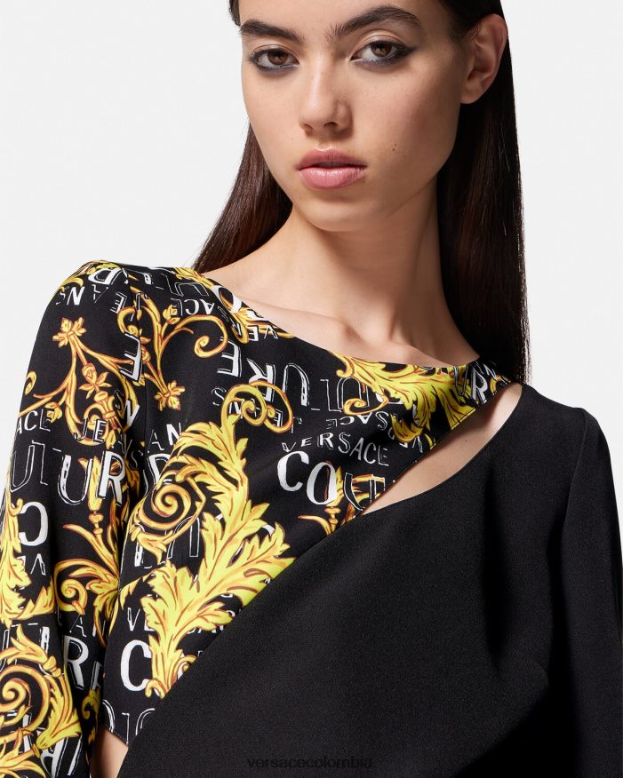 mujer vestido corto de alta costura con logo Versace negro 2RP40F2191 ropa