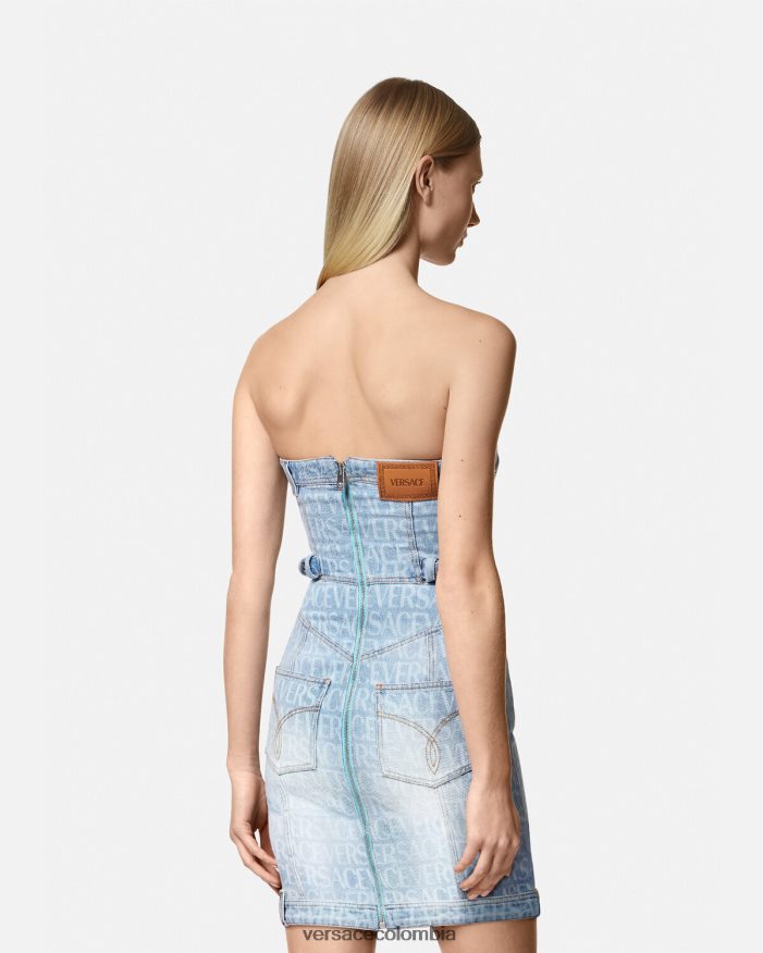 mujer vestido corto de mezclilla en toda la prenda Versace azul 2RP40F25 ropa
