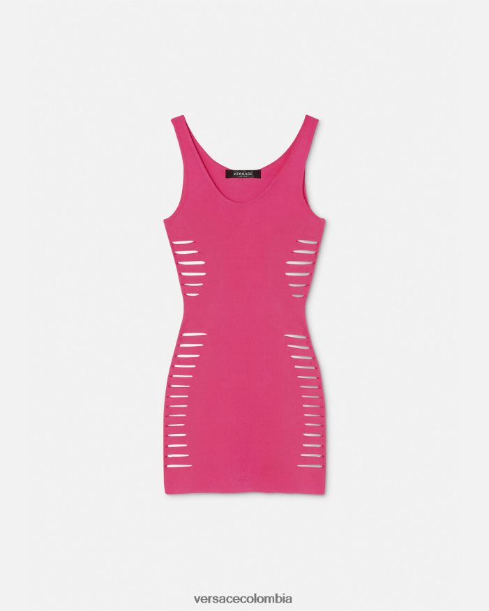 mujer vestido corto de punto con aberturas Versace rosa 2RP40F47 ropa