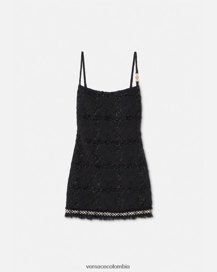 mujer vestido corto de tweed con puntas de Medusa Versace negro 2RP40F77 ropa