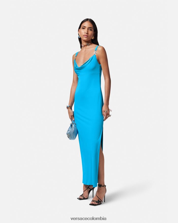 mujer vestido largo con medusa '95 Versace azul 2RP40F17 ropa